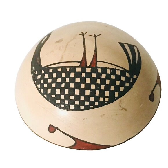 Mata Ortiz Artist Ismael Flores Polychrome Small Bowl Mexico Signed Pottery Fish - Picture 3 of 11